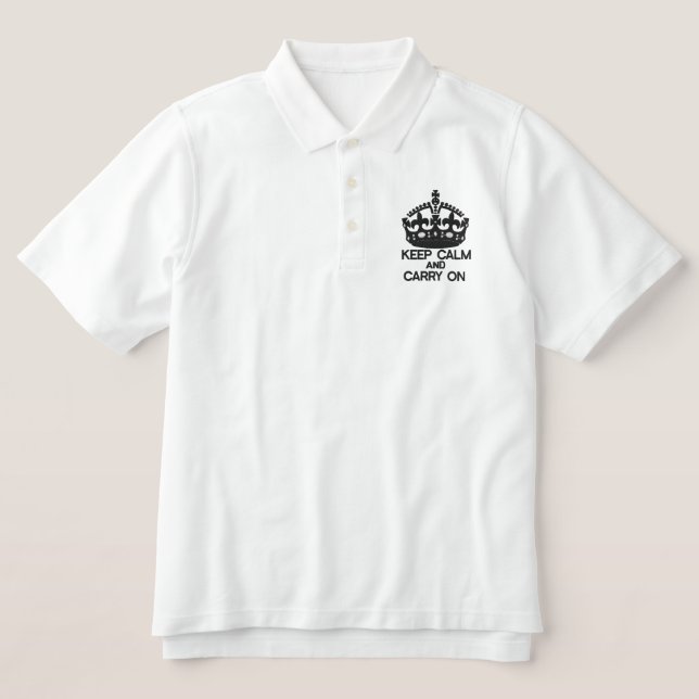 KEEP CALM AND CARRY ON embroidered APPAREL Embroidered Polo Shirt (Design Front)
