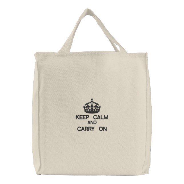 KEEP CALM AND CARRY ON embroidered bag (Front)