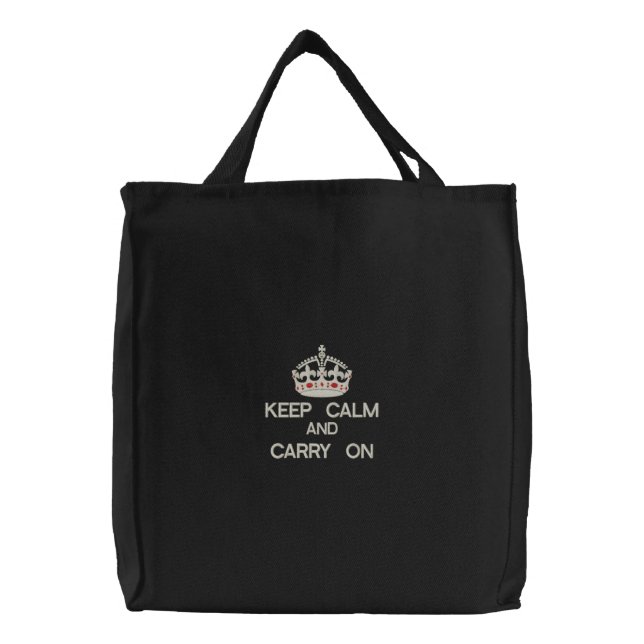 KEEP CALM AND CARRY ON embroidered bag (Front)