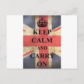 keep calm and carry on england postcard