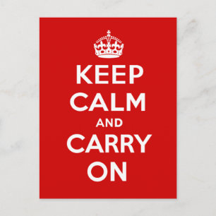 Keep Calm and Carry On English Crown Cool Red Postcard
