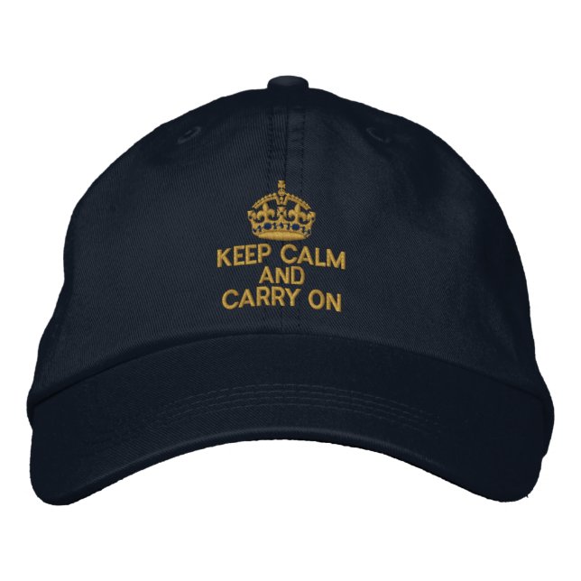 Keep Calm And Carry On Fashion Embroidered Baseball Cap (Front)