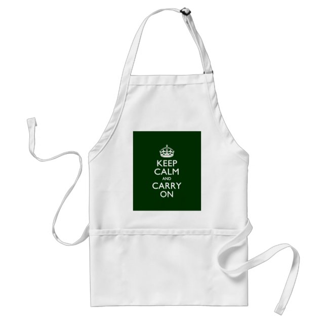 KEEP CALM AND CARRY ON Forest Green Adult Apron (Front)