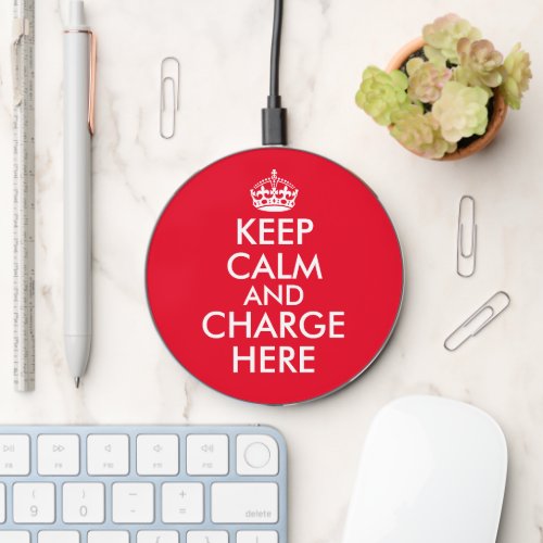 Keep calm and carry on funny custom wireless charger 