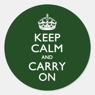 KEEP CALM AND CARRY ON Green Classic Round Sticker