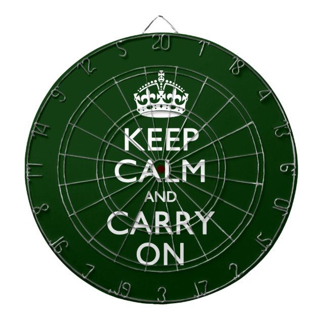 KEEP CALM AND CARRY ON Green Dartboard With Darts (Front)