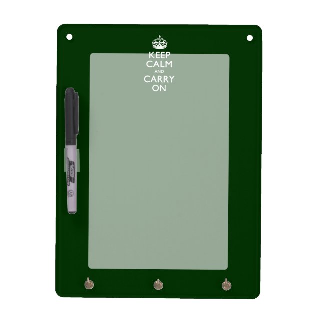 KEEP CALM AND CARRY ON Green Dry Erase Board (Front)