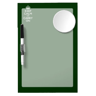 KEEP CALM AND CARRY ON Green Dry Erase Board With Mirror