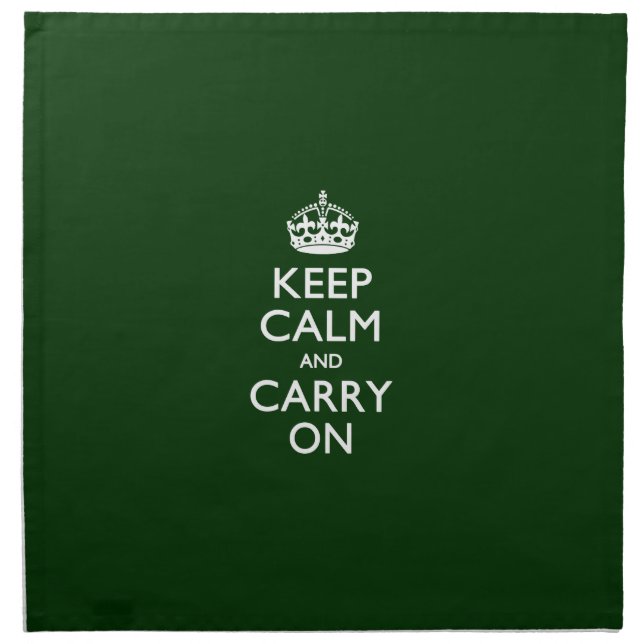 KEEP CALM AND CARRY ON Green Napkin (Front)