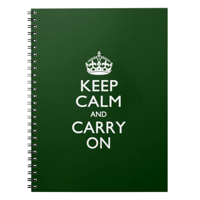 KEEP CALM AND CARRY ON Green Notebook (Front)