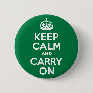 Keep Calm and Carry On Green Pinback Button