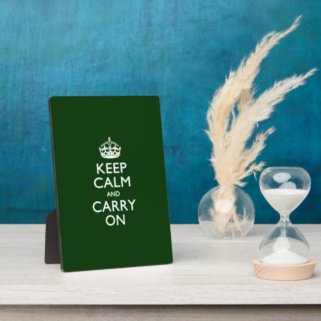 KEEP CALM AND CARRY ON Green Plaque (Side)