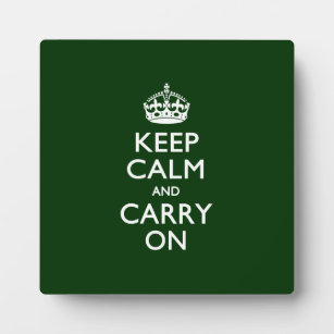 KEEP CALM AND CARRY ON Green Plaque
