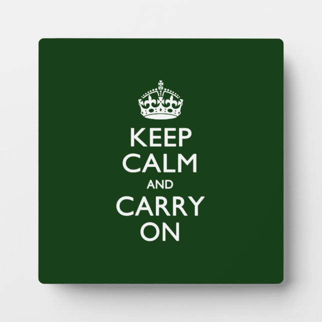KEEP CALM AND CARRY ON Green Plaque (Front)