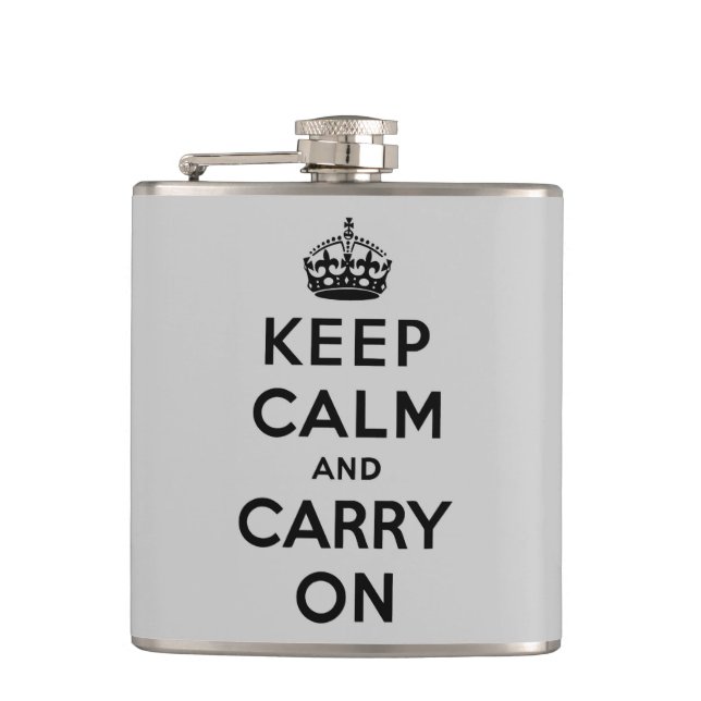 keep calm and carry on -  grey and black flask (Front)