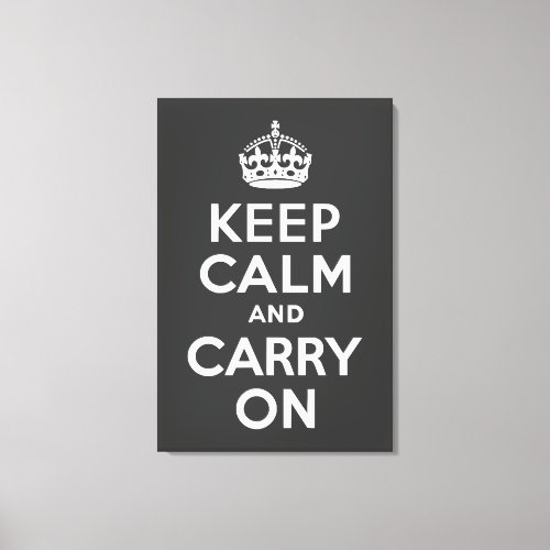 Keep Calm and Carry On Grey Wrapped Canvas
