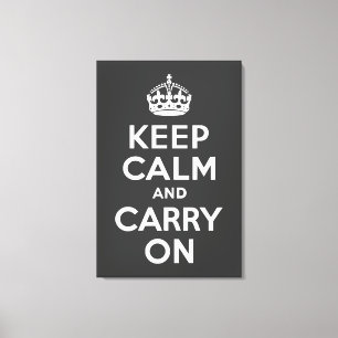 Keep Calm and Carry On Grey Wrapped Canvas Print