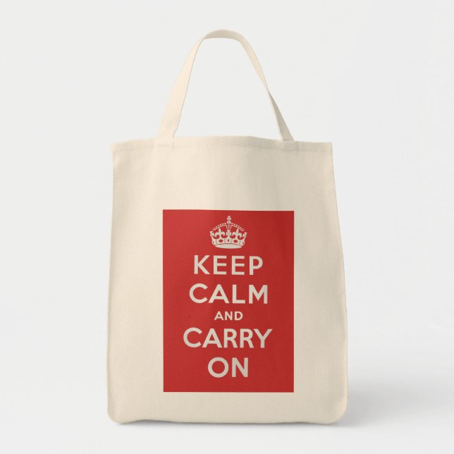 Keep Calm and Carry On Grocery Tote Bag (Front)