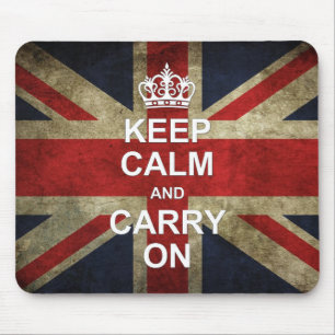 Keep Calm and Carry On - Grunge British Flag Mouse Pad