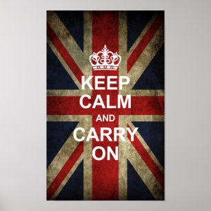 Keep Calm and Carry On - Grunge British Flag Poster