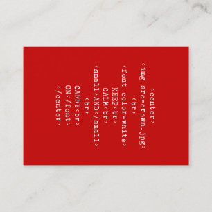 Keep Calm and Carry On html (in any color) Business Card