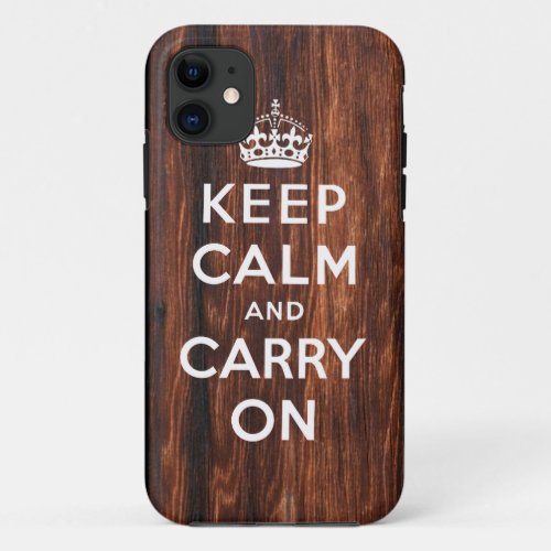 Keep Calm and Carry On iPhone 5 Case  Wood Print