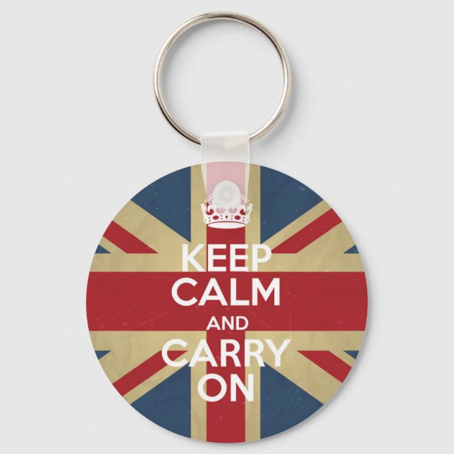 Keep Calm And Carry On Keychain (Front)