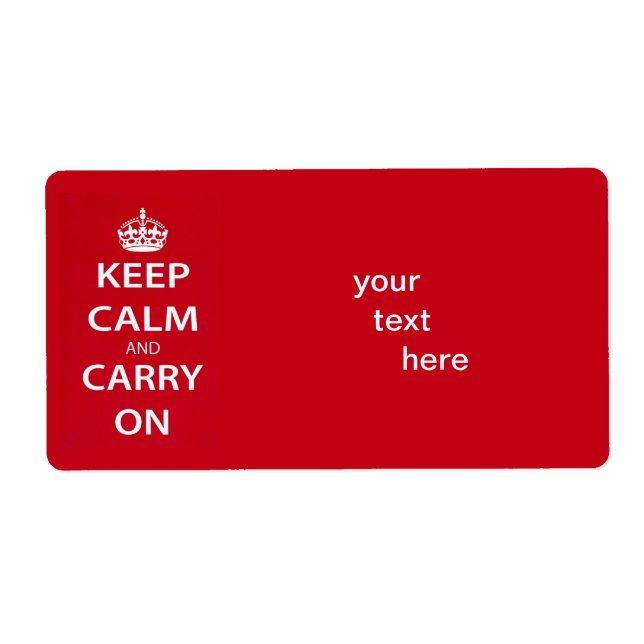 Keep Calm and Carry On Label (Front)