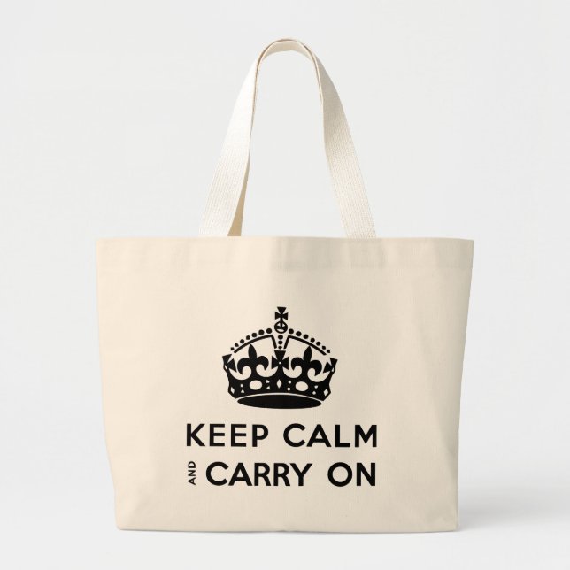 Keep Calm And Carry On Large Tote Bag (Front)