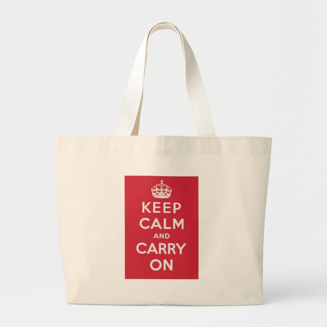 Keep Calm And Carry On Large Tote Bag (Front)