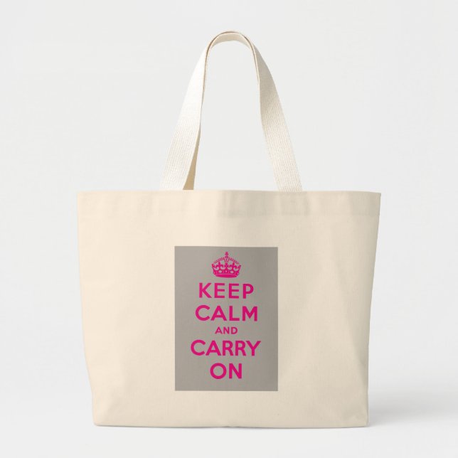 Keep Calm And Carry On Large Tote Bag (Front)