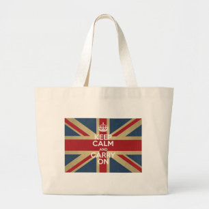 Keep Calm And Carry On Large Tote Bag