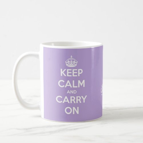 Keep Calm and Carry On Lavender Personalized Coffee Mug
