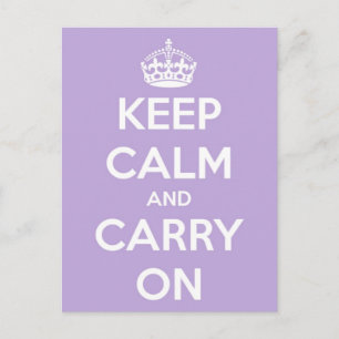 Keep Calm and Carry On Lavender Postcard