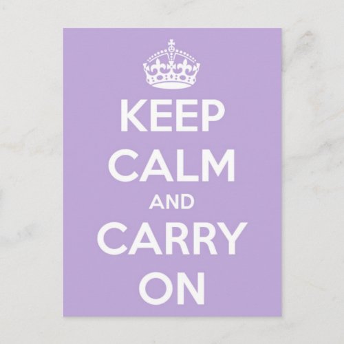 Keep Calm and Carry On Lavender Postcard