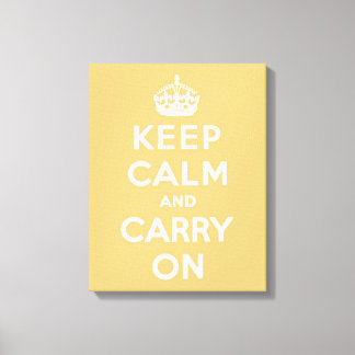 Keep Calm and Carry On Light Yellow Canvas Print
