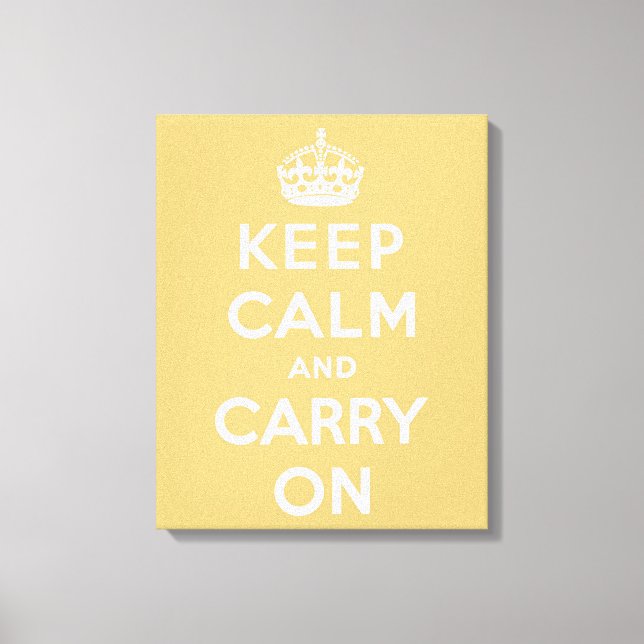 Keep Calm and Carry On Light Yellow Canvas Print (Front)