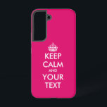 Keep calm and carry on meme pink custom samsung galaxy s22 case<br><div class="desc">Keep calm and carry on meme neon pink custom Samsung Galaxy S22 Case. Make your own personalized keep calm quote. Pink or custom background color. Funny template design with modern typography and princess crown. Colors can be changed.</div>