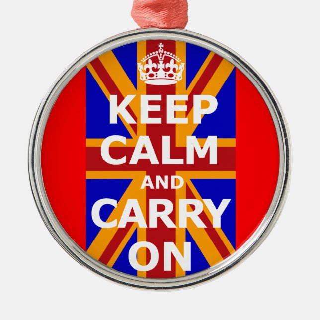 KEEP CALM AND CARRY ON METAL ORNAMENT (Front)