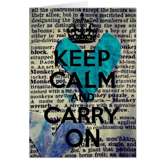 Keep Calm and Carry On Mixed Media Hearts Cards (Front)