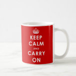 KEEP CALM AND CARRY ON MUG<br><div class="desc">A mug based on the British wartime poster featuring the slogan "Keep calm and carry on".</div>