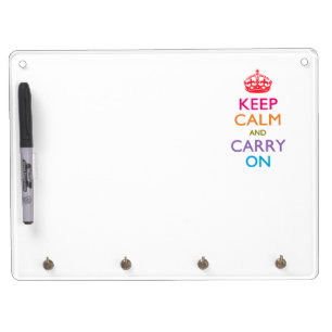KEEP CALM AND CARRY ON Multicolored Dry Erase Board With Keychain Holder