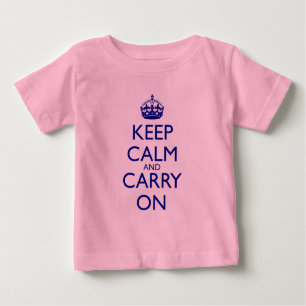 Keep Calm and Carry On Navy Blue Text Baby T-Shirt