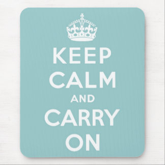 Keep Calm and Carry On on Light Blue Mouse Pad