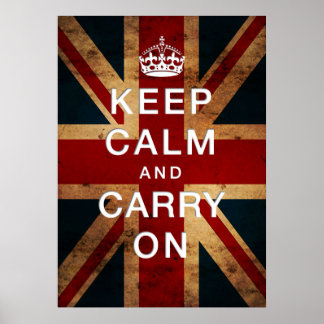 "Keep Calm and Carry On" on Union Jack Poster