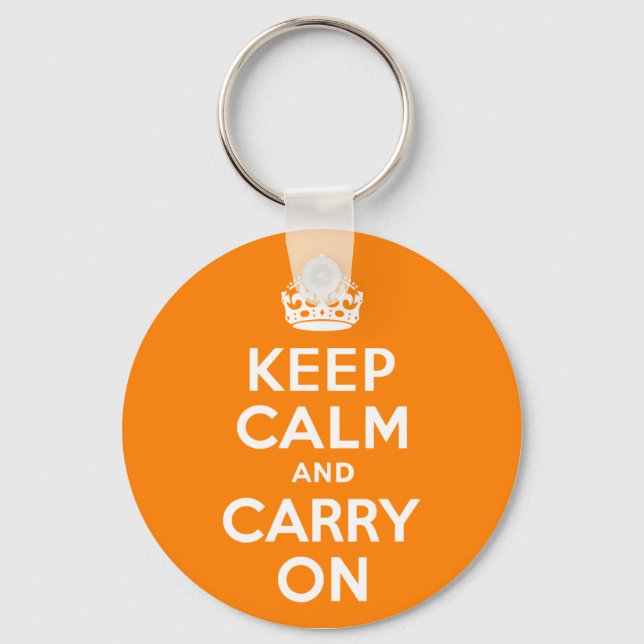 Keep Calm and Carry On Orange Keychain (Front)