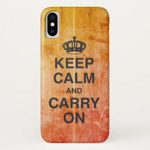 KEEP CALM AND CARRY ON / Orange Texture iPhone XS Case