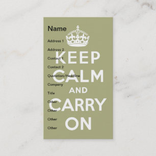 Keep Calm and Carry On Pale Green Business Card