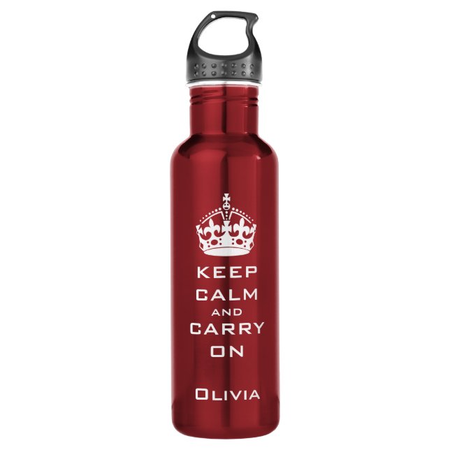 KEEP CALM AND CARRY ON PERSONALIZED WATER BOTTLE (Front)