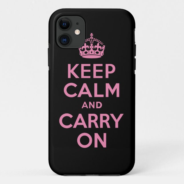 Keep Calm And Carry On Pink and Black Case-Mate iPhone Case (Back)